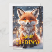 クリスマス+ホリデー+キュート+ウィンター+レッド+フォックス+クリスマス シーズンカード (正面)