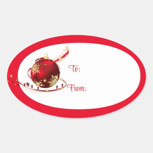 クリスマス+ホリデー+ギフトタグシール 楕円形シール (正面)