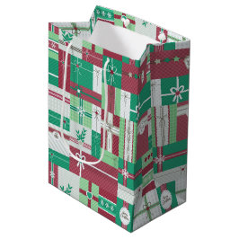 クリスマス・ホリデー・ギフトモザイク ミディアムペーパーバッグ