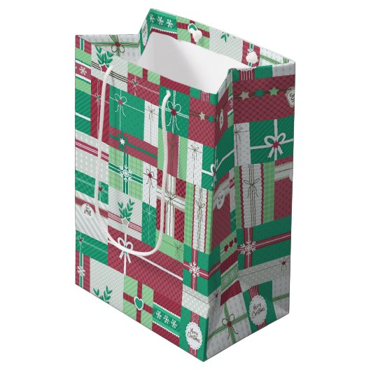 クリスマス・ホリデー・ギフトモザイク ミディアムペーパーバッグ (正面アングル)