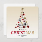 クリスマス・ホリデー |クリスマスツリー企業のファミリー シーズンカード (正面/裏面)