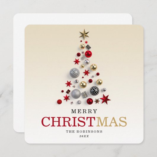 クリスマス・ホリデー |クリスマスツリー企業のファミリー シーズンカード (正面/裏面)