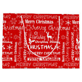 クリスマス・ホリデー、クリスマス・パターン、冬 ラージペーパーバッグ (裏面)