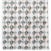 クリスマス・ホリデー・グリーン・ホワイト・スノーフレーク・パターン シャワーカーテン (正面)