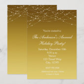 クリスマス ホリデー ゴールド グリッター エレガント インビテーション (正面/裏面)
