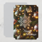 クリスマス ホリデー シルバー スノーフレーク オーナメント (正面/裏面)