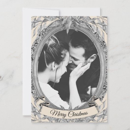 クリスマス ホリデー シルバー リーフ リース フォト フレーム (正面)