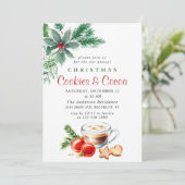 クリスマス ホリデー シーズンの フェスティブな クッキー & ココア パーティー 招待状 (スタンド正面)