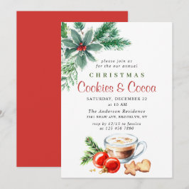 クリスマス ホリデー シーズンの フェスティブな クッキー & ココア パーティー 招待状