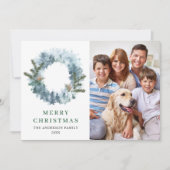 クリスマス ホリデー シーズン フェスティブ ホリー リース 写真4 枚のクリスマス ギフト カード (正面)