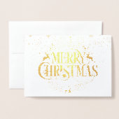 クリスマス ホリデー スノーフレーク エレガント ゴールド 箔カード (封筒付き正面)