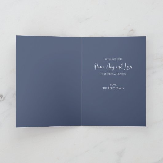 クリスマス ホリデー ネイビーブルー シンプルな雪の結晶 (内部)