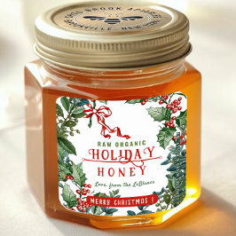 クリスマス・ホリデー・ハニーとホリー&ベリー縁ど スクエアシール