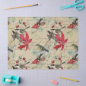 クリスマス・ホリデー・バードとポインセチア・デコパージュ 薄葉紙 (クラフト)