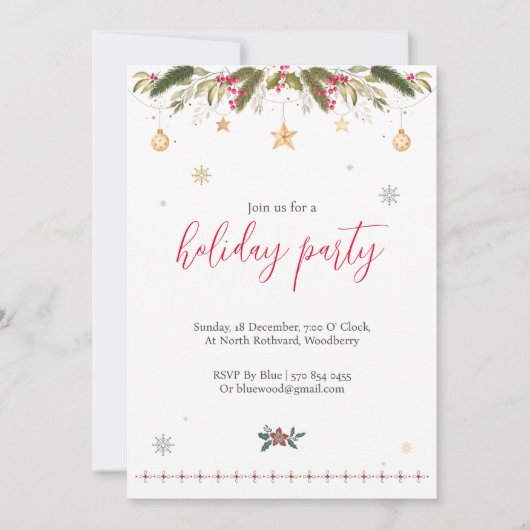 クリスマス・ホリデー・パーティーのご招待 案内状 (正面)