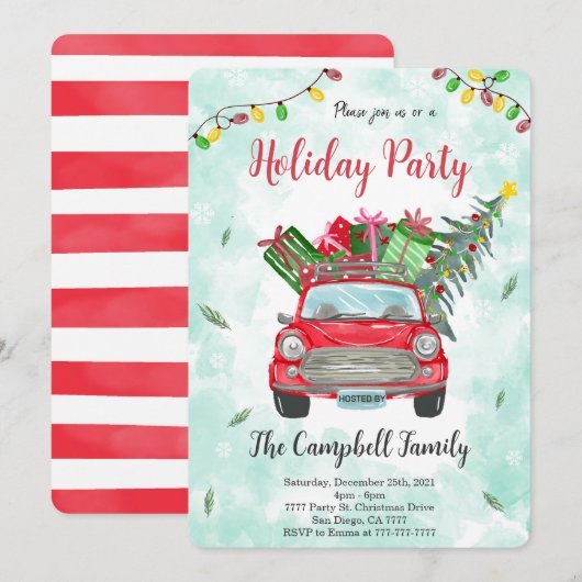 クリスマス ホリデー パーティー ご招待 招待状 (正面/裏面)