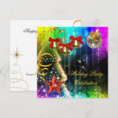 クリスマス ホリデー パーティー カラフル グリッター 招待状 (正面/裏面)