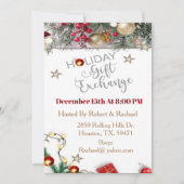 クリスマス ホリデー パーティー ギフト交換 招待状 (正面)