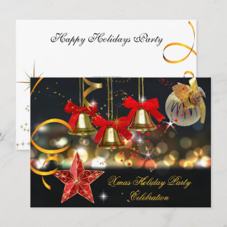 クリスマス ホリデー パーティー ゴールド レッド ブラック 招待状