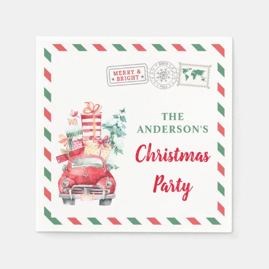 クリスマス ホリデー パーティー ディナー ホーム テーブル カクテル スタンダードカクテルナプキン (正面)