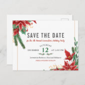 クリスマス·ホリデー·パーティー，デート·ポインセティアを救う 案内ポストカード (正面/裏面)