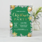 クリスマス ホリデー パーティー 招待状 緑と金 (スタンド正面)