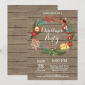 クリスマス ホリデー パーティー 招待状 花輪 (正面/裏面)