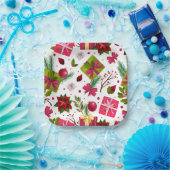 クリスマス ホリデー フェスティブ ギフト フローラル ウィンター ペーパープレート (パーティー)