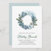 クリスマス ホリデー ブランシュ フェスティブ ホリー リース 招待状 (正面/裏面)