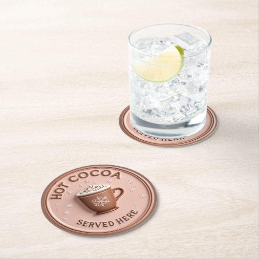 クリスマス ホリデー ホット ココア ラウンドペーパーコースター (インサイチュ)