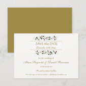 クリスマス ホリデー ホリー アイビー ウェディング セーブ・ザ・デート (正面/裏面)