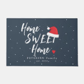 クリスマス ホリデー ホーム スイートホーム 家族の名前 ドアマット (正面)