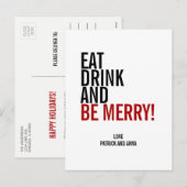 クリスマス ホリデー ポストカード Eat Drink & Be Merry (正面/裏面)