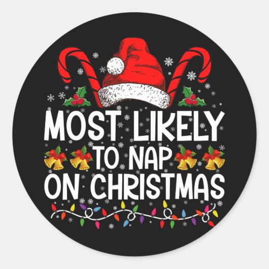 クリスマス・ホリデー・マッチングで昼寝になる可能性が最も高い ラウンドシール (正面)