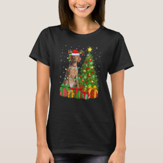 クリスマス ホリデー ライト サンタ ヴィスラ 犬 クリスマス ツリー Tシャツ