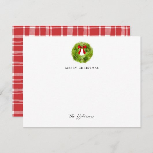 クリスマス ホリデー リース ノートカード (正面/裏面)