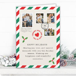 クリスマス・ホリデー・レター家族の写真折り畳み カード