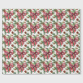 クリスマス ホリデー レッド ギンガム チェック リボン ラッピングペーパー (フラット)
