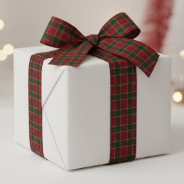 クリスマス+ホリデー+レッド+グリーン+タータン+パターン サテンリボン