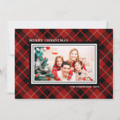 クリスマス |ホリデー・レッド&ブラック・プレイド・フォト・カード (正面)