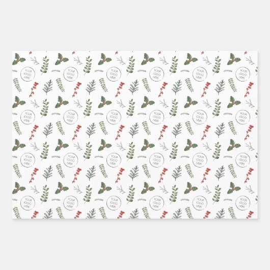 クリスマス・ホリデー・ロゴ小規模企業のプロモーション ラッピングペーパーシート (正面3)