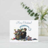 クリスマス・ホリデー |ヴィンテージサンタのおもちゃバッグ シーズンポストカード (スタンド正面)