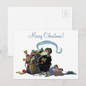 クリスマス・ホリデー |ヴィンテージサンタのおもちゃバッグ シーズンポストカード (正面/裏面)