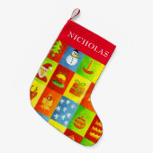 クリスマス ホリデー 名前入り スモールクリスマスストッキング (正面 (吊り時))