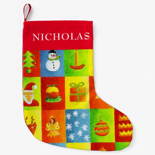クリスマス ホリデー 名前入り スモールクリスマスストッキング (正面)