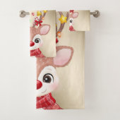 クリスマス・ホリデー – 愛らしいトナカイ，雪 バスタオルセット (インサイチュ)