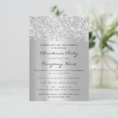 クリスマス ホリデー 新年 パーティー グリッター シルバー 招待状 (スタンド正面)