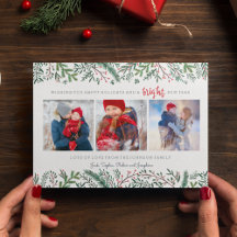 クリスマス ホリデー | 松の木 | 3 枚の写真のカード