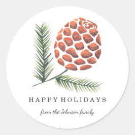 クリスマス・ホリデー |松コーンツリー |ステッカー ラウンドシール