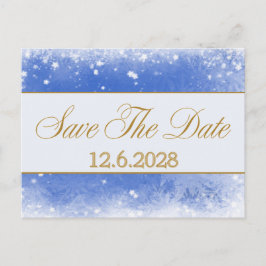 クリスマス ホリデー 法人向け Save-The-Date 招待状 ブルー ゴールド スノーフレーク